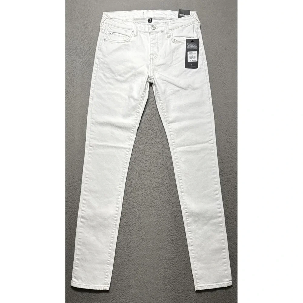 True Religion Rocco Renegade Jeans Mens 28x33 White Relaxed Skinny Stretch Denim